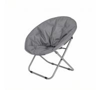 HuadaXtai Chaise Longue Pliante Fauteuil Pliant Siège Rond Pliant Siège de Détente en Tissu Design Ergonomique Confortable Structure Métallique Solide Pliage, Gris