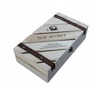 HuadaXtai Coffret Vin Boîte Vin Coffret Bouteille Étui Bouteille en Bois Solide avec Poignée Réutilisable pour Transport et Adapté, Boîte À Vin Double En Pin À Rayures Obliques