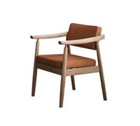 HuadaXtai Fauteuil Capitonné Tissu Chaise Siège Bergère au Design avec Accoudoirs Courbés et Côtelé Agréable Structure en Frêne Solide Adapté à Salle à Manger, Marron