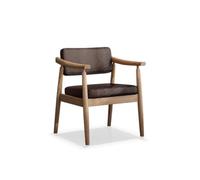 HuadaXtai Fauteuil Capitonné Tissu Chaise Siège Bergère Compacte et Légère avec Coussin de Dos et Assise Rembourrés en Côtelé Cadre en Frêne Adapté à Repas, Café Noir