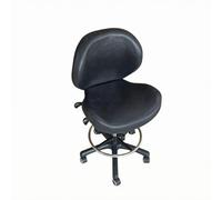 HuadaXtai Fauteuil Médical Pivotant Chaise de Bureau Siège de Soins Tabouret Réglable en Hauteur en Similicuir avec Dossier et, Noir, Chaise De Bureau Ergonomique
