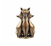 HuadaXtai Figurine Chat en Laiton Statue Chat Sculpture Animale Statuette Miniature Matériau Laiton Solide et Touche Élégante Classique Adaptée aux Cadeaux, Chats Famille Heureuse