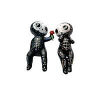 HuadaXtai Figurine Couple Squelette Gothique Statuette Sculpture Décor Ossements en Résine Peintures Soignées et Crânes Expressifs Design Compact Adaptée aux Salons Lecture