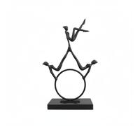 HuadaXtai Figurine d'art Décorative Sculpture Statue Ornement Métal Fer Fonte Composition Cercle et Personnage Adaptée aux Salons Buffets Meubles TV Étagères, 29 X 12 X 45 Cm