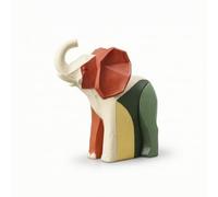 HuadaXtai Figurine Éléphant Statue Sculpture Objet Décoratif en Résine Style Géométrique Nordique avec Finition Multicolore et Relevée Adaptée au Salon Bureau Étagère 26cm