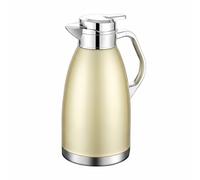 HuadaXtai Isotherme Acier Inoxydable Cafetière Carafe Paroi Double Bouton Verseur Adapté pour Utilisation Familiale Bureau Maison, Gold, 2.2L