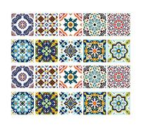 HuadaXtai Lot de 20 Stickers Muraux Mosaïque en PVC Imperméable, Résistants à l'huile et à La Saleté, Faciles à Nettoyer et Adaptés à La Cuisine, # 1 20x20cm