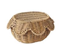 HuadaXtai Panier à Tissé Panier de Rangement pour Aliments Présentoir Polyvalent pour Biscuits et Collations avec Couvercle Panier de Service Tissé pour Le, S