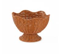 HuadaXtai Panier Tressé avec Socle Solide en Rotin Corbeille à Fruits en Forme de Fleur Bol de Rangement Polyvalent Plateau à Esthétique Adapté à la Salle à Manger Cuisine, L