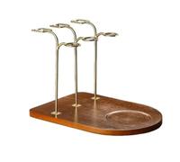 HuadaXtai Porte Bouteille de Vin Support Verres à Pied Égouttoir Rangement Casier Présentoir en Bois et Métal Organisation Verticale Zone Creusée sur la Base Convient à Déco de Table Cuisine Bar Repas