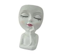 HuadaXtai Pot de Fleur de Visage, Jolie Jardinière avec Trou de Drainage, Vase de Fleur Créatif, Pot de Fleurs en Résine, Jardinière de Tête de Visage pour La M, Blanc