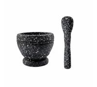 HuadaXtai Presse-ail Bol de Broyage Pilon Mortier Épices Plastique PP Robuste avec Paroi Intérieure Épaissie pour Écraser, Noir Foncé, Classique Motif Granit - Petite Tasse