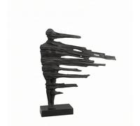 HuadaXtai Sculpture Figurative Abstraite en Fonte de Fer Statue Ornement Décoration Figure Humaine Noire Contemporain avec Base, 40 8 41cm, Figure Abstraite Soufflée par Le Vent