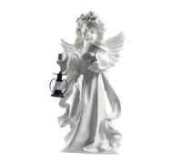 HuadaXtai Statue Ange Résine Figurine Ange Sculpture Décor Maison Statue Grande Tranquille Robe Drapée Couronne Fleurie Ailes Étendues Résine Convient à Salon, Ange Européen Tenant Une Lanterne