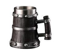 HuadaXtai Tasse à Bière Baril Bois Mug Bière Mug Décoration Mug Vintage Design Résine Inox Artisanale Adaptée pour Bureau Maison Fête, Style A