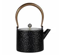 HuadaXtai Théière en Fonte Japonaise Théière Bouilloire Casserole Infusion eau avec Couvercle et Poignée en Cuivre Décor Gravé Traditionnel Pivoines Grues, 1.2 Ressort Ancien
