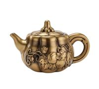 HuadaXtai Théière en Laiton Théière Ancienne Bouilloire Pichet Cafetière avec Couvercle Dôme Motifs en Relief Bec Précis Poignée Solide pour Service de Boissons, Grande Théière Citrouille