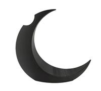 HuadaXtai Vase Lune Décoratif Vase de Table Silhouette Ouverture Creuse Ligne Courbe Corps Robuste en Acide Polylactique Texture à Strates Style Sculpture, Noir