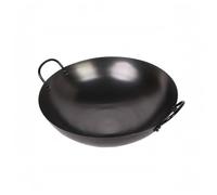 HuadaXtai Wok Double Poêle Wok Sauteuse Marmite Casserole en Fer sans Revêtement avec Couvercle Acier Chauffe Rapide pour Sauter Mijoter et Mélanger les, Noir, Noir, 55 Cm