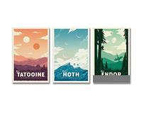 HUAIREN Lot de 3 affiches de voyage rétro Star Wars - Impression sur toile décorative pour chambre familiale, chambre à coucher, salle de bain - 40 x 60 cm