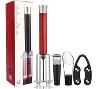 HUALEI-V Ensemble d'ouverture de vin 4 en 1, pompe à air comprimé et décapsuleur, tire-bouchon, tire-bouchon, tire-bouchon, tire-bouchon, tire-bouchon et poignée en alliage d'aluminium (rouge)