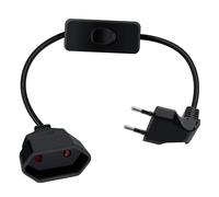 HuaLiSiJi Câble D'extension Euro avec Interrupteur 2.5A 250V Rallonge Euro Cable pour Appareils Ménagers, Lampes de Table, Prises de Charge, Téléviseurs, Ordinateurs Etc (Noir, 0.5m)