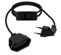 HuaLiSiJi Câble D'extension Euro avec Interrupteur 2.5A 250V Rallonge Euro Cable pour Appareils Ménagers, Lampes de Table, Prises de Charge, Téléviseurs, Ordinateurs Etc (Noir, 5m)