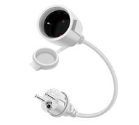HuaLiSiJi Cable Extension Electrique Schuko 16A 250V Cable D'extension Schuko Courte avec Caoutchouc Imperméable, 2 AC Prise IP44 pour Utilisation Extérieure ou Intérieure (Blanc, 0.3m)