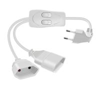 HuaLiSiJi Euro Rallonge 2 en 1 avec Interrupteur 2,5A 250V Blanc 0.5m | Euro Câble D'extension 2 en 1 H05VV-F 2x0.75mm² pour Appareils électroménagers, Téléviseurs, Ordinateurs, Luminaires