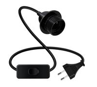 HuaLiSiJi Porte Lampe E27 Avec Câble et Interrupteur Douille E27 avec Anneau Fileté et Cordon D'alimentation 250V 4A pour Suspension, Lampe Verticale (Noir, 2.5m)