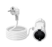 HuaLiSiJi Rallonge avec 2 Prises Schuko Rallonge Schuko Double 16A 250V H05VV-F 3x1.0mm² Rallonge électrique Double Prise Coudée à 90° pour la Maison ou Le Bureau (Blanc, 1.5m)