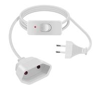 HuaLiSiJi Rallonge Euro Cable avec Interrupteur 2.5A 250V Câble D'extension Euro avec Interrupteur 2x0.75 mm², pour Appareils Ménagers, Lampes de Table, Téléviseurs, Ordinateurs Etc (Blanc, 1 m)