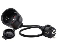 HuaLiSiJi Rallonge Schuko Courte Cable D'extension Schuko Courte 1m | 16A 250V Cable Court Schuko Prise IP44 pour Une Utilisation Extérieure ou Intérieure, à La Maison, Au Bureau