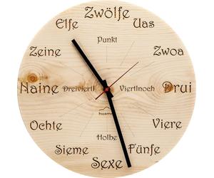 Huamet CH40-A-1605 Horloge murale en bois Zirbe Dialekt ronde