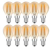 HUAMu 4W Ampoules LED Filament G45 Mini Globe Ampoule Standard Culot E14 Non Dimmable,400 Lumens,2200K Blanc Chaud,Ampoule Edison Vintage Verre Ambrée,Équivalent 40W Incandescence,Lot de 10