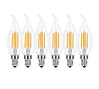 HUAMu Ampoule LED E14 Dimmable, Ampoules Flamme 4W équivalent Incandescente 40W, Blanc Chaud 2700K, 400LM Ampoules Filament Vintage LED pour Décoration, Lot de 6