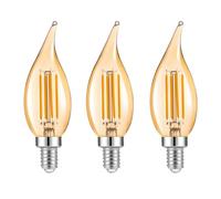 HUAMu E14 Ampoule Flamme,4W équivalent 40W Ampoules Bougie Vintage,C35 Forme de Bougie,Non Dimmable,2700K Blanc Chaud Filament LED,400LM,Ambre pour décoration,3 Pièces