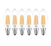 HUAMu E14 Ampoules Bougie à Filament LED Dimmable, 6W Equivalente à Ampoule halogène 60W, Blanc Chaud 2700K, 600Lm, Ampoule rétro vintage,Paquet de 6