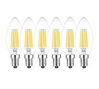 HUAMu E14 Ampoules Bougie à Filament LED Dimmable, 6W Equivalente à Ampoule halogène 60W, Blanc Froid 6500K, 600Lm, Ampoule rétro vintage, Paquet de 6