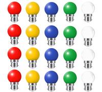 HUAMu Lot de 20 ampoules Led B22 2W Guirlande Rouge, Jaune, Verte,Bleu,blanc chaud,Incassable (équivalence 20W)