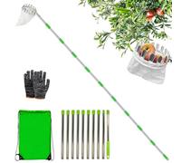 HuaMuDM 420cm Ramasse Fruit INOX,Cueille Fruit Con Perche,Cueille Cerise | Cueilleur Fruits Amovible,Cueille Pomme,Cueille Fruit,Outil Cueillette Jardin,Cueille-Fruits avec Sac,Ramasse Pomme