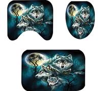 HUANGLING Rideau de douche Loup 12 crochets Set polyester étanche salle de bain décor résistant - B