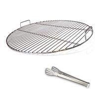 huanniu-304 Grille de Barbecue Ronde en Acier Inoxydable avec poignée, diamètre 54,5 cm pour Barbecue au Charbon de Bois de 57 cm e.g Weber, avec Pince à Barbecue