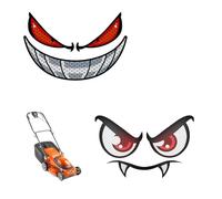 HUANR 2 Pièces Autocollants Robot Tondeuse, PVC Visage et Yeux | Autocollants aux Yeux pour Robot Tondeuse à Gazon, Rréfléchissant Nuit, pour Tondeuses Gazon, Motos, Casques