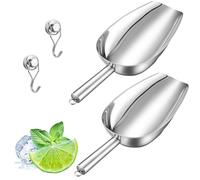 HUANR 2 Pièces pelles à glaçons nourriture pour chat, 2 crochets magnétique | Pelle à Farine en Acier Inoxydable de 20,3 cm, Convient pour les Cuisines Familiales, les Bars, les
