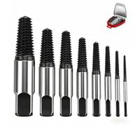 HUANR 8 Pièces Extracteur Tourne a Gauche, M4-M45 Extracteur Vis | Extracteur de Vis Cassée Acier Carbone avec Boîte Rangement, 8 Modèles Différents, pour Retirer Vis et Tuyaux Endommagés