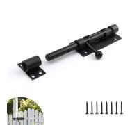 HUANR Verrou Porte Exterieur, 160mm Robuste Loquet Coulissante Épaiss | 304 Acier Inoxydable, avec Trou Cadenas et 8 Vis Noir Verrou Targette Porte Verrouillable, Serrure Boulon Porte pour Jardin