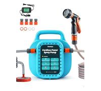 Huanyu Pompe d'eau sans fil alimentée par une batterie de 12 Ah avec panier de rangement. Pompe électrique polyvalente portable avec kit de tuyau d'arrosage long pour l'irrigation et le nettoyage