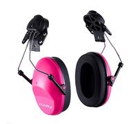 HUARUI Casque antibruit amovible - Blocage du son - Protection auditive pour chantier de construction - Capuchon de protection avec adaptateurs de montage pour casque de sécurité - Rose