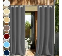 HUAXIQUE Rideaux D'Extérieur 300x280cm Etanche 1 Pièce Anti Froid Chaleur Résistants Lumière Bloquer Rideau pour Terrasse Exterieur Balcon Pergola Patio Gris Foncé